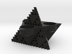 Inverse tetrahedron tlight holder in Black Natural TPE (SLS)