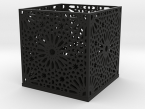 Arabic Pattern Candle Holder in Black Smooth PA12