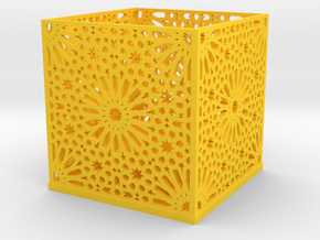 Arabic Pattern Candle Holder in Yellow Smooth Versatile Plastic