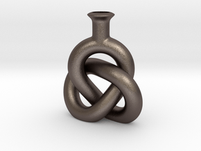 Knot Vase in Polished Bronzed-Silver Steel
