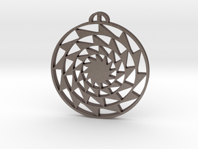 Pontecurone Lombardia Crop Circle Pendant in Polished Bronzed-Silver Steel