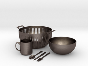 Camping Ware in Polished Bronzed-Silver Steel