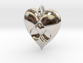 Heart Pendant in Rhodium Plated Brass