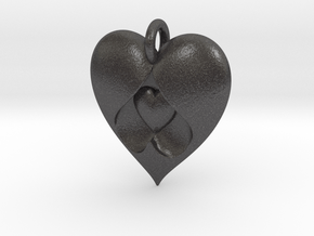 Heart Pendant in Dark Gray PA12 Glass Beads