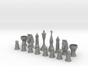 October Chess Set Redux in Gray PA12 Glass Beads