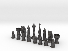 October Chess Set Redux in Dark Gray PA12 Glass Beads