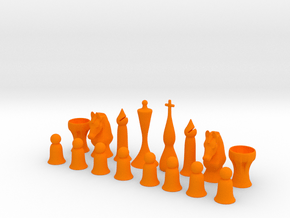 October Chess Set Redux in Orange Smooth Versatile Plastic