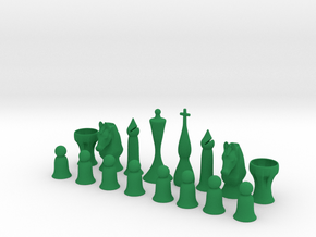 October Chess Set Redux in Green Smooth Versatile Plastic