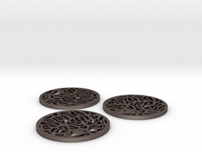 Organic Coasters in Polished Bronzed-Silver Steel