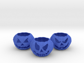 3 Jack-o'-lantern Tealight Holders in Blue Smooth Versatile Plastic