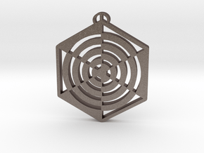Beckhampton, Wiltshire Crop Circle Pendant in Polished Bronzed-Silver Steel