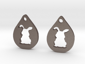 bunny_earrings in Polished Bronzed-Silver Steel