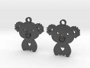 Koala_earrings in Dark Gray PA12 Glass Beads
