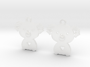 Koala_earrings in Clear Ultra Fine Detail Plastic