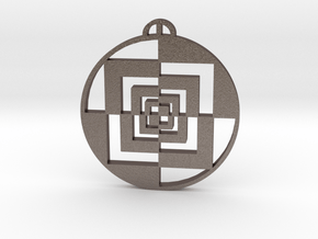 Sparticles-Wood-Surrey Crop Circle Pendant in Polished Bronzed-Silver Steel