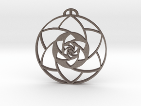 West Overton, Wiltshire Crop Circle Pendant in Polished Bronzed-Silver Steel