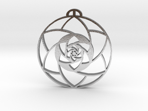 West Overton, Wiltshire Crop Circle Pendant in Natural Silver
