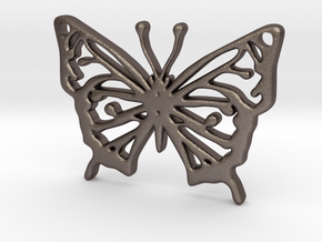 butterfly pendant in Polished Bronzed-Silver Steel