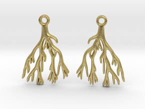 coral earrings in Natural Brass