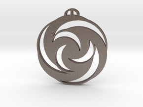 Up Sombourne Hampshire Crop Circle Pendant in Polished Bronzed-Silver Steel
