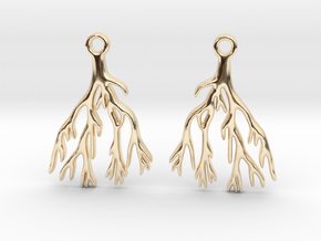 coral earrings in 9K Yellow Gold 