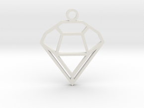 Diamond_Pendant in White Natural Versatile Plastic