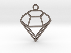 Diamond_Pendant in Polished Bronzed-Silver Steel