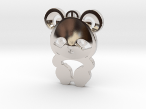 baby panda pendant in Rhodium Plated Brass