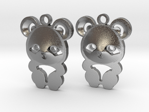 baby panda earrings in Natural Silver