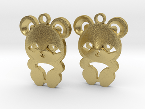 baby panda earrings in Natural Brass