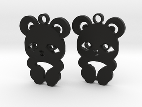 baby panda earrings in Black Smooth PA12