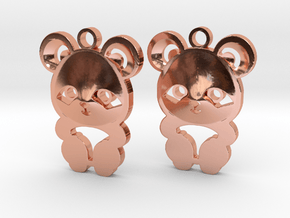 baby panda earrings in Polished Copper