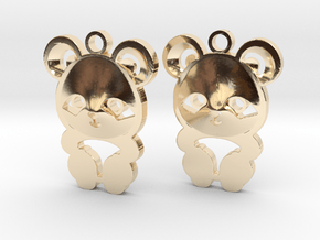 baby panda earrings in 9K Yellow Gold 