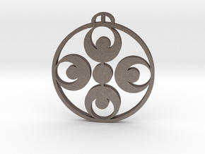 Monteiasi-Puglia Crop Circle Pendant in Polished Bronzed-Silver Steel