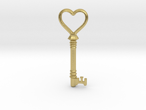 heart key in Natural Brass