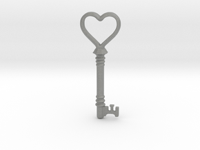 heart key in Gray PA12 Glass Beads