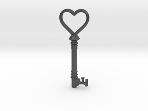 heart key in Dark Gray PA12 Glass Beads