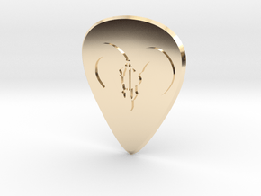 guitar pick_Cow Skull in 14K Yellow Gold