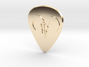 guitar pick_Cow Skull in 14k Gold Plated Brass