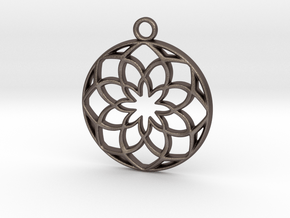 8 Petals Pendant in Polished Bronzed-Silver Steel