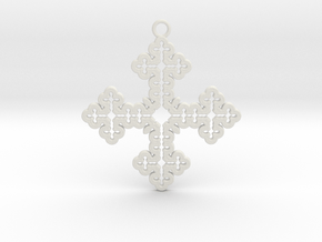 Koch Cross Pendant in White Natural Versatile Plastic