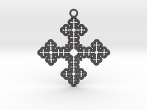 Koch Cross Pendant in Dark Gray PA12 Glass Beads