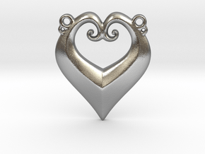 Heart Pendant in Natural Silver