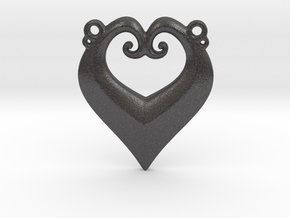 Heart Pendant in Dark Gray PA12 Glass Beads