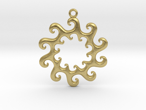Wavy Pendant in Natural Brass