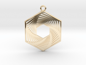 Hexagonal Recursion Pendant in 14k Gold Plated Brass