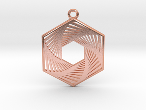 Hexagonal Recursion Pendant in Natural Copper