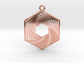 Hexagonal Recursion Pendant in Polished Copper