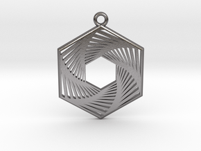 Hexagonal Recursion Pendant in Processed Stainless Steel 316L (BJT)