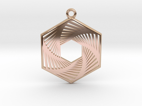 Hexagonal Recursion Pendant in 9K Rose Gold 